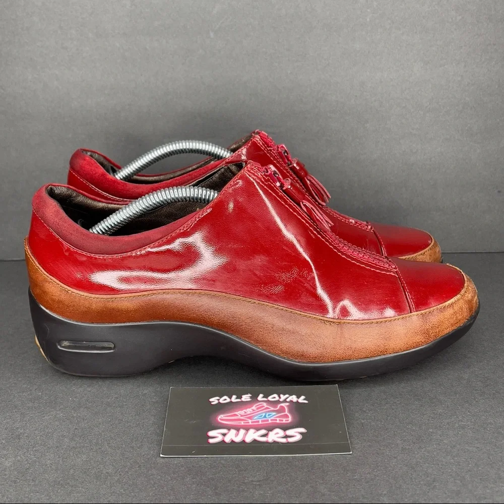 Cole Haan Women Boot Air Luna Size8 B Red Patent Leather Waterproof Rain Shoes.‎